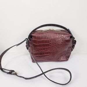 Zara Trafaluc Burgundy Croc Crossbody Bag